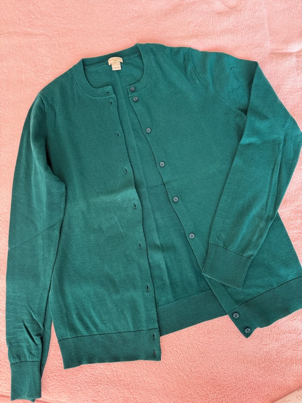 J. Crew Forest Green Button-Front Cardigan 100% cotton